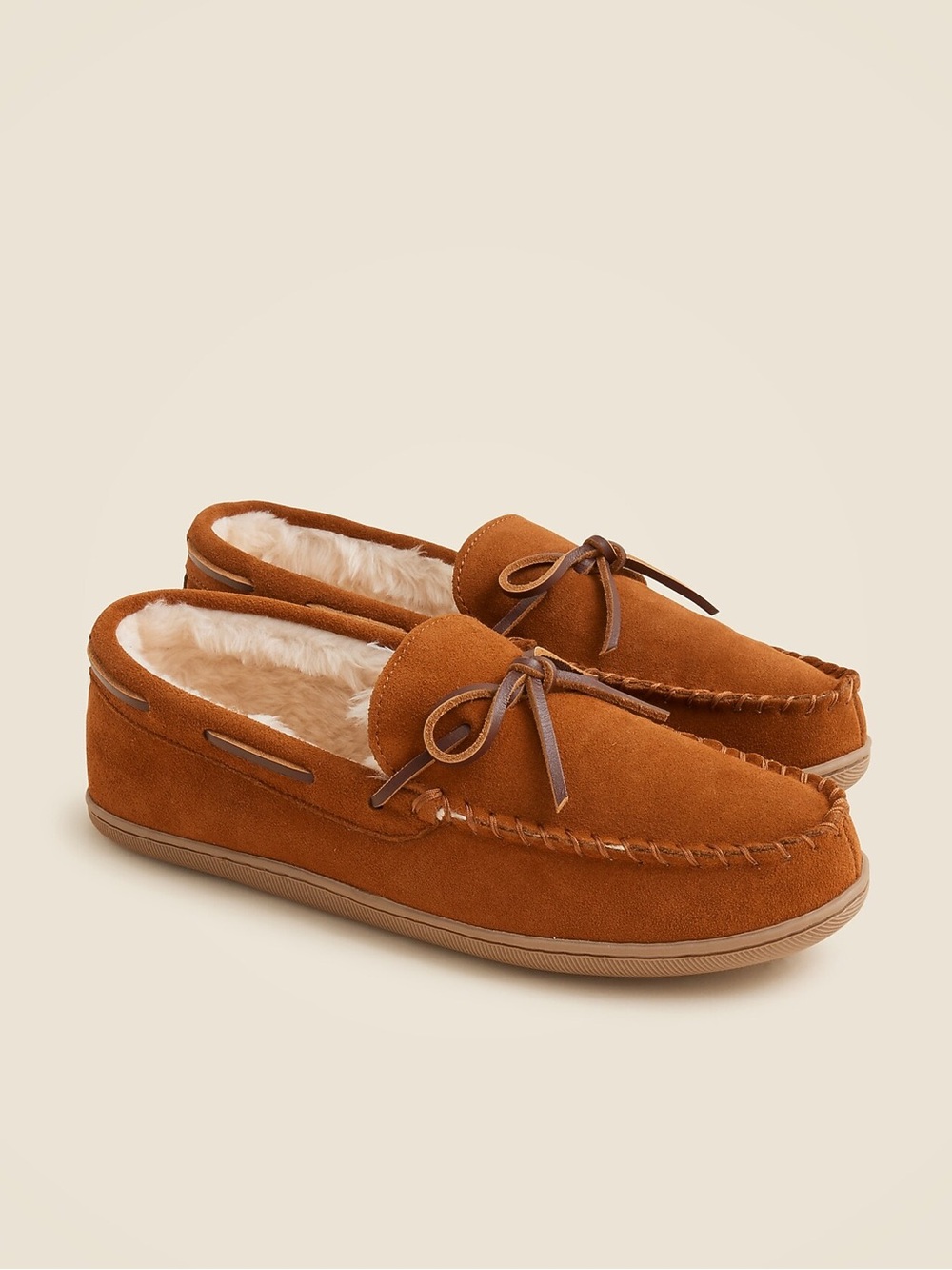 J.Crew Sherpa Lined Suede Slippers in Caramel Suede Men's Size 9